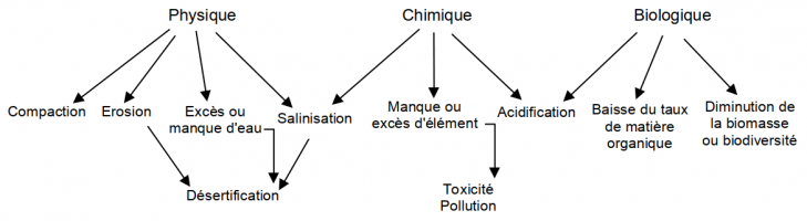 Principaux types de dégradation des sols