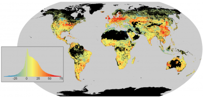 Carte mondiale des flux de carbone dans les deux premiers mètres du sol estimés depuis 12 000 ans