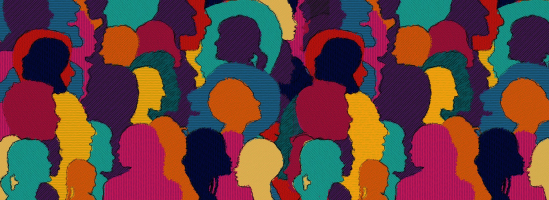 Foule de silhouettes colorées