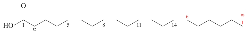 Formule plane de l'acide arachidonique