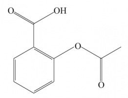 Formule plane de la molécule d'acide acétylsalicylique ou aspirine