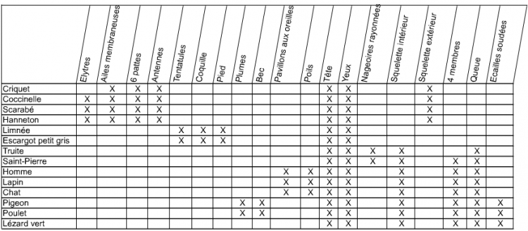 Liste d'attributs