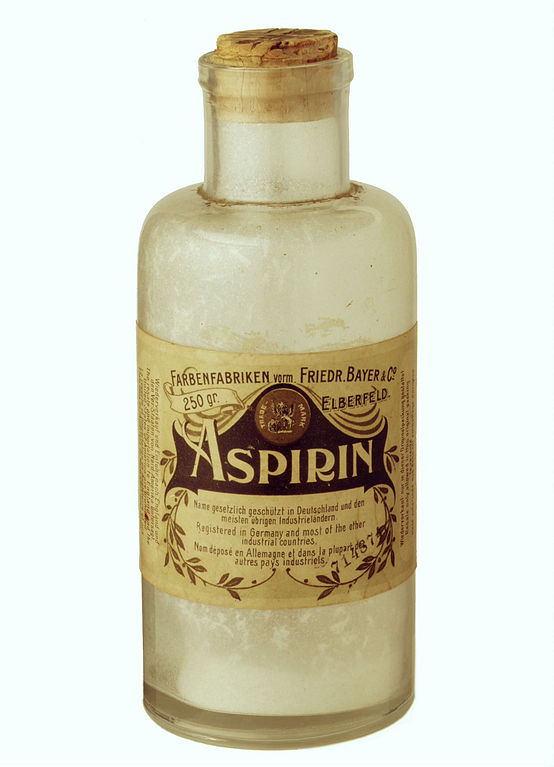 Bouteille contenant de l'Aspirin, 1899, archives Bayer