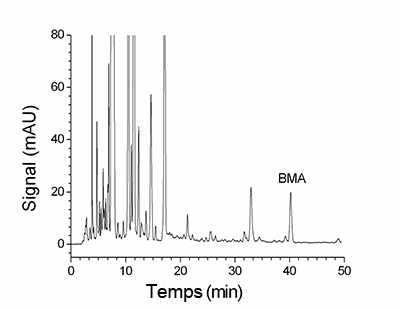 Exemple d'enregistrement en sortie de colonne HPLC : enregistrement total