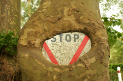 Bourrelet de recouvrement sur panneau Stop