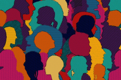 Foule de silhouettes colorées